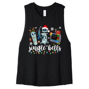 Funny Jingle Bells Telemetry Nurse Christmas Tech Nursing Women's Racerback Cropped Tank