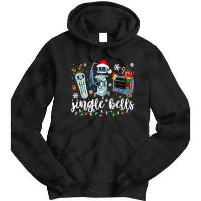 Funny Jingle Bells Telemetry Nurse Christmas Tech Nursing Tie Dye Hoodie