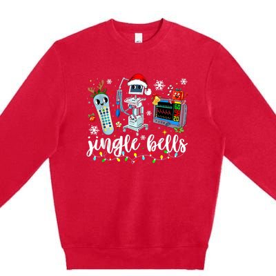 Funny Jingle Bells Telemetry Nurse Christmas Tech Nursing Premium Crewneck Sweatshirt