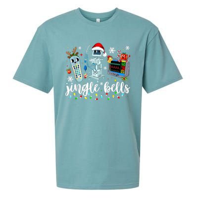 Funny Jingle Bells Telemetry Nurse Christmas Tech Nursing Sueded Cloud Jersey T-Shirt