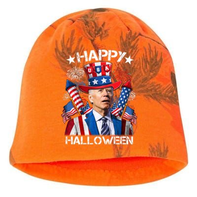 Funny Joe Biden 4th Of July Happy Halloween Firework Kati - Camo Knit Beanie