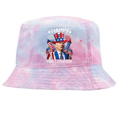 Funny Joe Biden 4th Of July Happy Halloween Firework Tie-Dyed Bucket Hat