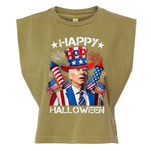 Funny Joe Biden 4th Of July Happy Halloween Firework Garment-Dyed Women's Muscle Tee