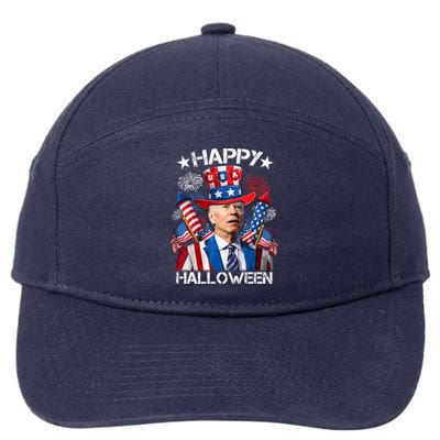 Funny Joe Biden 4th Of July Happy Halloween Firework 7-Panel Snapback Hat