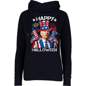 Funny Joe Biden 4th Of July Happy Halloween Firework Womens Funnel Neck Pullover Hood