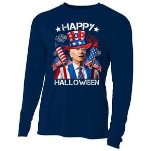 Funny Joe Biden 4th Of July Happy Halloween Firework Cooling Performance Long Sleeve Crew