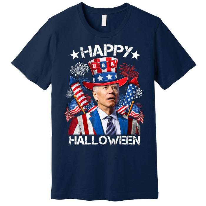 Funny Joe Biden 4th Of July Happy Halloween Firework Premium T-Shirt