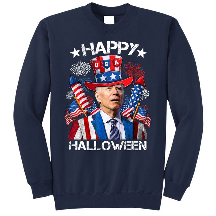 Funny Joe Biden 4th Of July Happy Halloween Firework Tall Sweatshirt