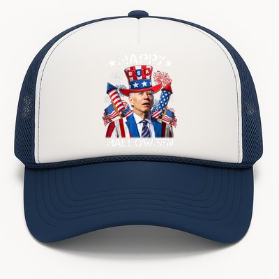 Funny Joe Biden 4th Of July Happy Halloween Firework Trucker Hat