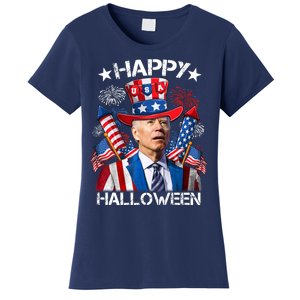 Funny Joe Biden 4th Of July Happy Halloween Firework Women's T-Shirt