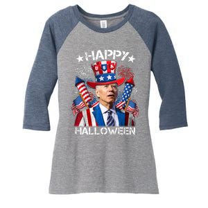 Funny Joe Biden 4th Of July Happy Halloween Firework Women's Tri-Blend 3/4-Sleeve Raglan Shirt