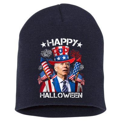 Funny Joe Biden 4th Of July Happy Halloween Firework Short Acrylic Beanie