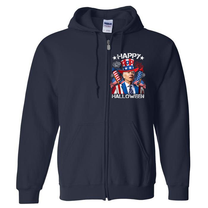 Funny Joe Biden 4th Of July Happy Halloween Firework Full Zip Hoodie