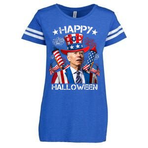 Funny Joe Biden 4th Of July Happy Halloween Firework Enza Ladies Jersey Football T-Shirt