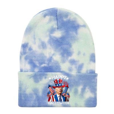 Funny Joe Biden 4th Of July Happy Halloween Firework Tie Dye 12in Knit Beanie