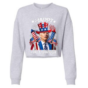 Funny Joe Biden 4th Of July Happy Halloween Firework Cropped Pullover Crew