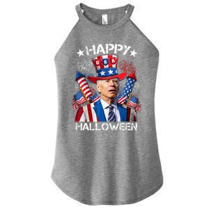 Funny Joe Biden 4th Of July Happy Halloween Firework Women's Perfect Tri Rocker Tank