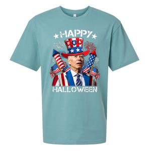 Funny Joe Biden 4th Of July Happy Halloween Firework Sueded Cloud Jersey T-Shirt