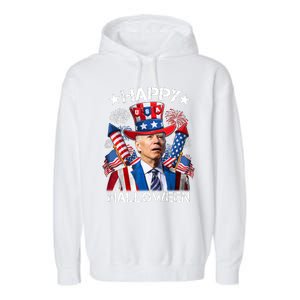 Funny Joe Biden 4th Of July Happy Halloween Firework Garment-Dyed Fleece Hoodie