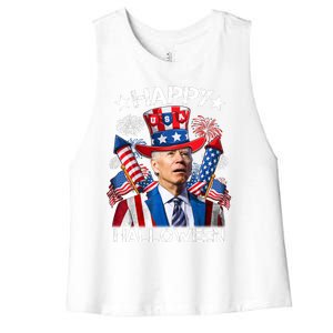 Funny Joe Biden 4th Of July Happy Halloween Firework Women's Racerback Cropped Tank