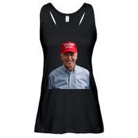 Funny Joe Biden Wearing A Trump Hat Political Sarcasm 2024 Ladies Essential Flowy Tank