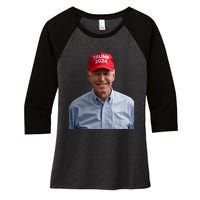 Funny Joe Biden Wearing A Trump Hat Political Sarcasm 2024 Women's Tri-Blend 3/4-Sleeve Raglan Shirt