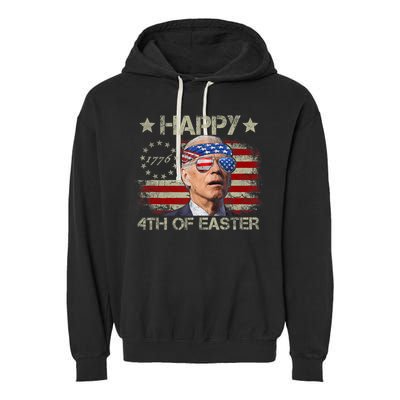 Funny Joe Biden 4th Of July Happy 4th Of Easter Us Flag Garment-Dyed Fleece Hoodie