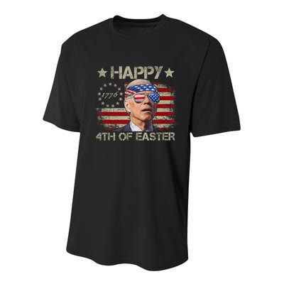 Funny Joe Biden 4th Of July Happy 4th Of Easter Us Flag Youth Performance Sprint T-Shirt