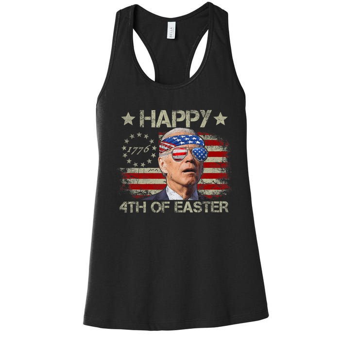 Funny Joe Biden 4th Of July Happy 4th Of Easter Us Flag Women's Racerback Tank