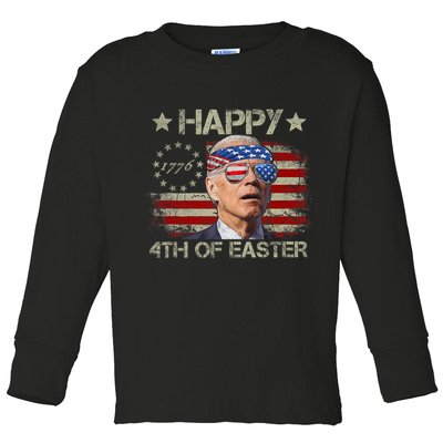 Funny Joe Biden 4th Of July Happy 4th Of Easter Us Flag Toddler Long Sleeve Shirt