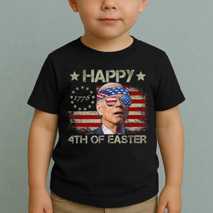 Funny Joe Biden 4th Of July Happy 4th Of Easter Us Flag Toddler T-Shirt