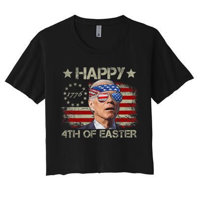 Funny Joe Biden 4th Of July Happy 4th Of Easter Us Flag Crop Top