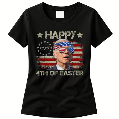 Funny Joe Biden 4th Of July Happy 4th Of Easter Us Flag Womens T-Shirt