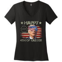 Funny Joe Biden 4th Of July Happy 4th Of Easter Us Flag Women's V-Neck T-Shirt