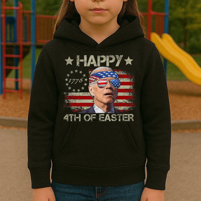 Funny Joe Biden 4th Of July Happy 4th Of Easter Us Flag Kids Hoodie