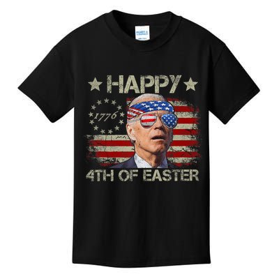 Funny Joe Biden 4th Of July Happy 4th Of Easter Us Flag Kids T-Shirt