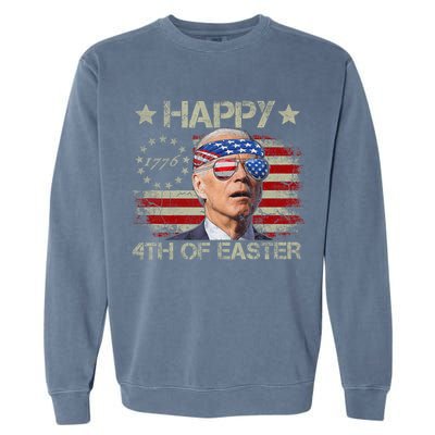 Funny Joe Biden 4th Of July Happy 4th Of Easter Us Flag Garment-Dyed Sweatshirt