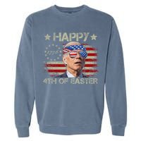 Funny Joe Biden 4th Of July Happy 4th Of Easter Us Flag Garment-Dyed Sweatshirt