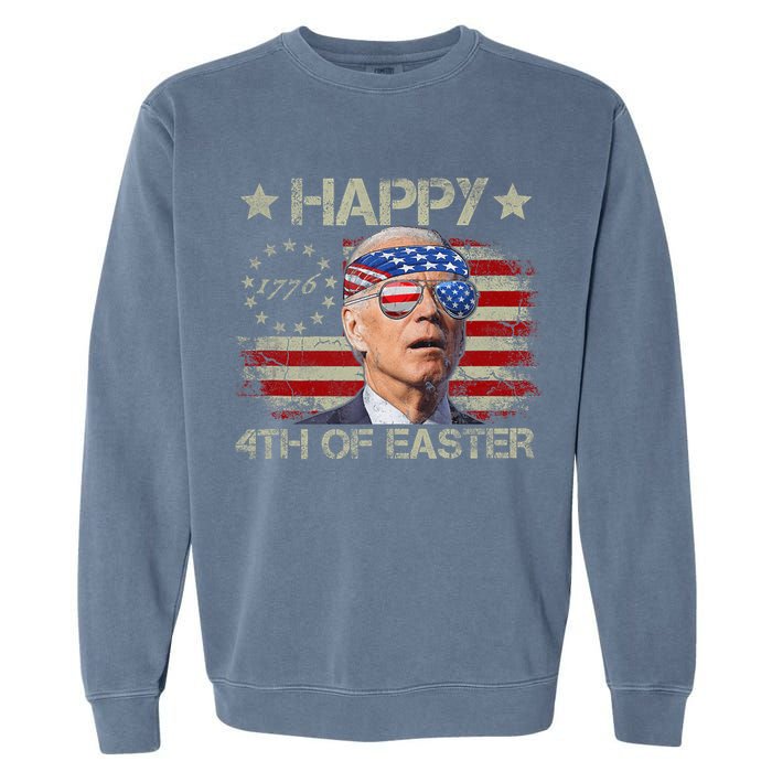 Funny Joe Biden 4th Of July Happy 4th Of Easter Us Flag Garment-Dyed Sweatshirt