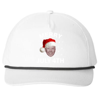 Funny Joe Biden Merry Christmas In July 4th Gift Snapback Five-Panel Rope Hat