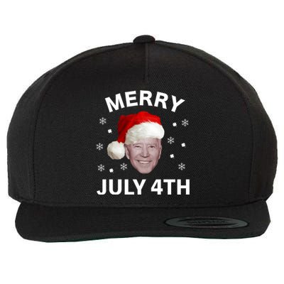 Funny Joe Biden Merry Christmas In July 4th Gift Wool Snapback Cap