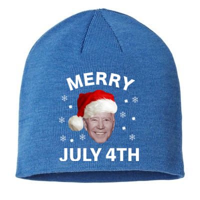 Funny Joe Biden Merry Christmas In July 4th Gift Sustainable Beanie