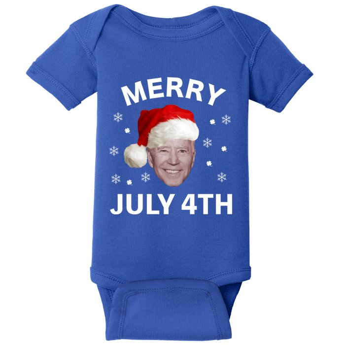 Funny Joe Biden Merry Christmas In July 4th Gift Baby Bodysuit