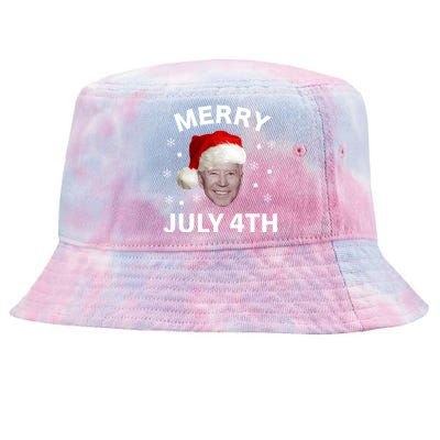 Funny Joe Biden Merry Christmas In July 4th Gift Tie-Dyed Bucket Hat