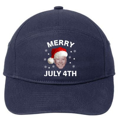 Funny Joe Biden Merry Christmas In July 4th Gift 7-Panel Snapback Hat