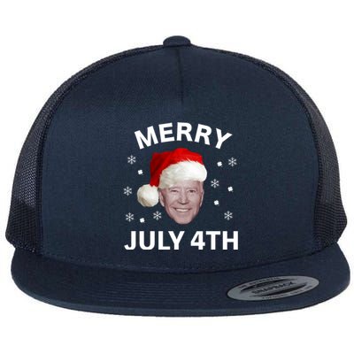 Funny Joe Biden Merry Christmas In July 4th Gift Flat Bill Trucker Hat