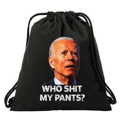 Funny Joe Biden Idiot Republican Who Shi.T My Pants Politics Drawstring Bag