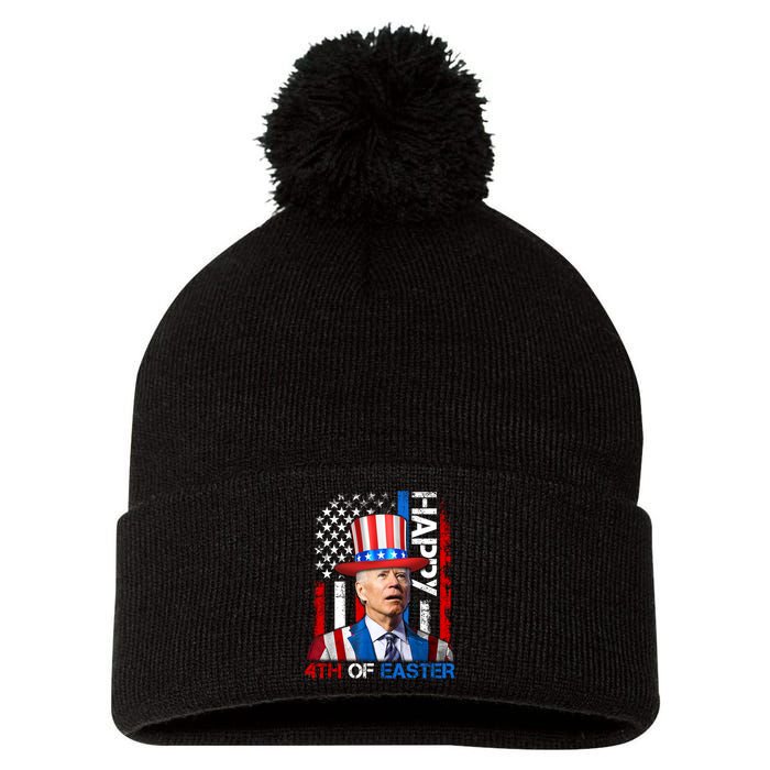 Funny Joe Biden 4th Of July Happy 4th Of Easter Firework Pom Pom 12in Knit Beanie