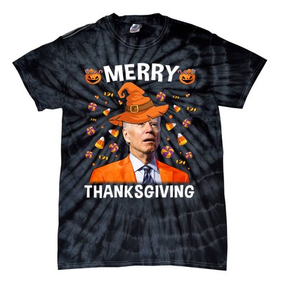 Funny Joe Biden Happy Halloween Shirt Merry Thanksgiving Tie-Dye T-Shirt