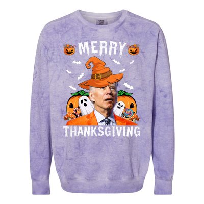 Funny Joe Biden Happy Halloween Shirt Merry Thanksgiving Colorblast Crewneck Sweatshirt